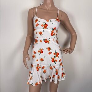 Floral White and Orange Dress strappy summer dress